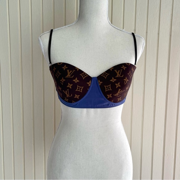Louis Vuitton Monogram Brown Blue Bandeau Top NEW ASO Khloe Kardashian SZ 40 - Picture 13 of 14